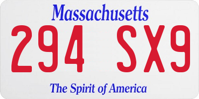 MA license plate 294SX9