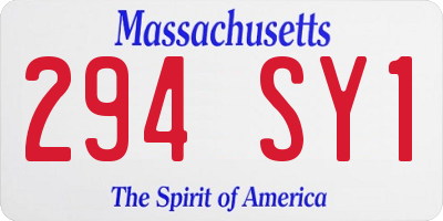 MA license plate 294SY1