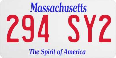 MA license plate 294SY2