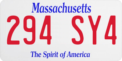 MA license plate 294SY4