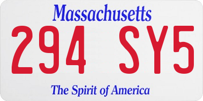 MA license plate 294SY5