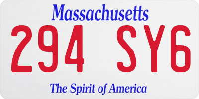 MA license plate 294SY6