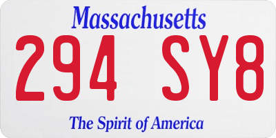 MA license plate 294SY8