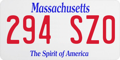 MA license plate 294SZ0