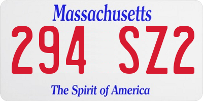 MA license plate 294SZ2