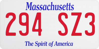 MA license plate 294SZ3