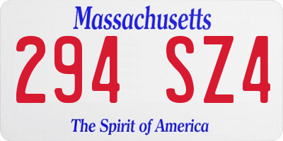 MA license plate 294SZ4