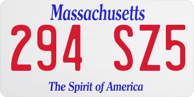 MA license plate 294SZ5