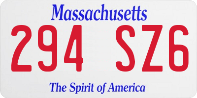 MA license plate 294SZ6
