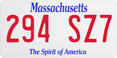 MA license plate 294SZ7