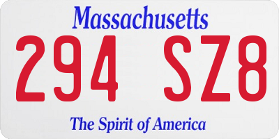 MA license plate 294SZ8