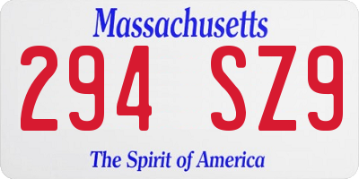 MA license plate 294SZ9