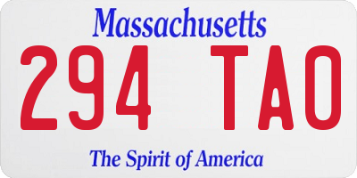 MA license plate 294TA0
