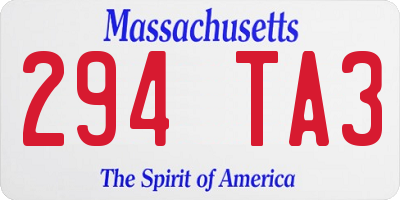 MA license plate 294TA3