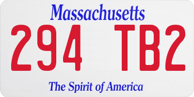 MA license plate 294TB2