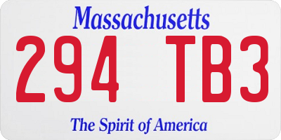 MA license plate 294TB3