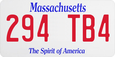 MA license plate 294TB4