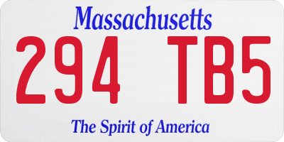 MA license plate 294TB5