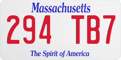 MA license plate 294TB7