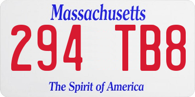 MA license plate 294TB8