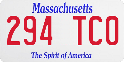 MA license plate 294TC0