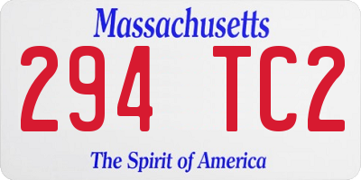MA license plate 294TC2