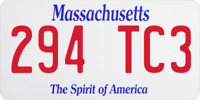 MA license plate 294TC3