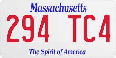 MA license plate 294TC4