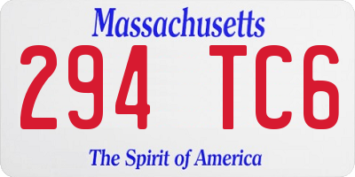 MA license plate 294TC6