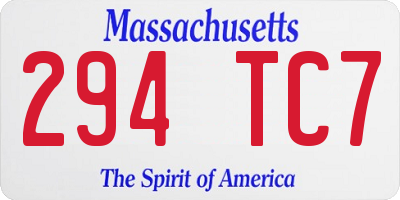 MA license plate 294TC7