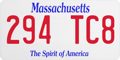 MA license plate 294TC8