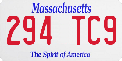 MA license plate 294TC9