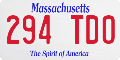 MA license plate 294TD0
