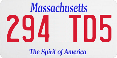 MA license plate 294TD5