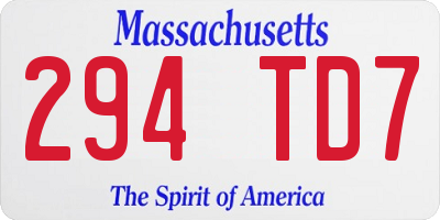 MA license plate 294TD7