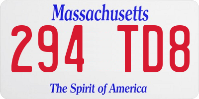MA license plate 294TD8