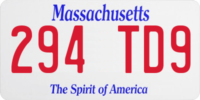 MA license plate 294TD9