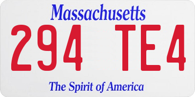 MA license plate 294TE4