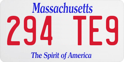 MA license plate 294TE9