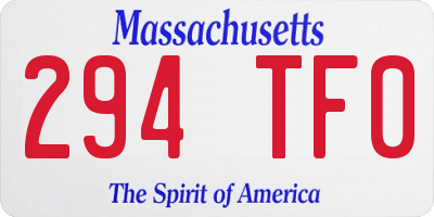 MA license plate 294TF0