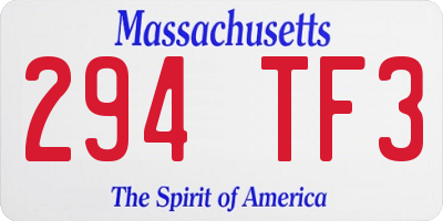 MA license plate 294TF3