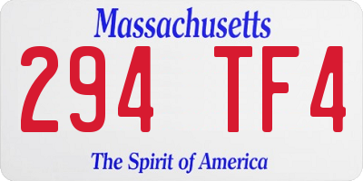 MA license plate 294TF4