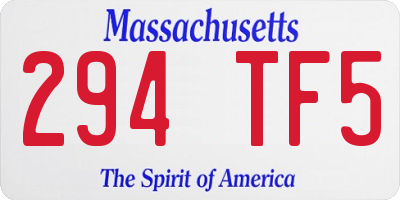 MA license plate 294TF5