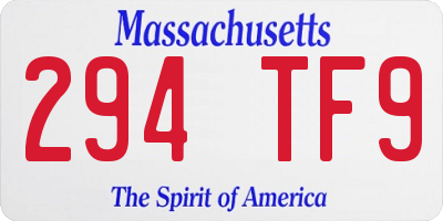 MA license plate 294TF9
