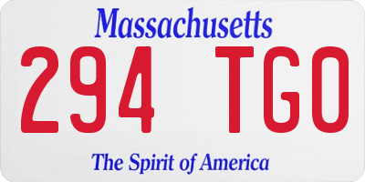 MA license plate 294TG0