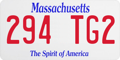 MA license plate 294TG2
