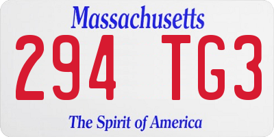 MA license plate 294TG3