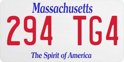 MA license plate 294TG4