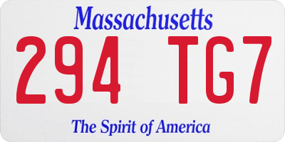 MA license plate 294TG7