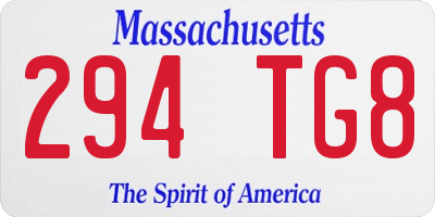MA license plate 294TG8